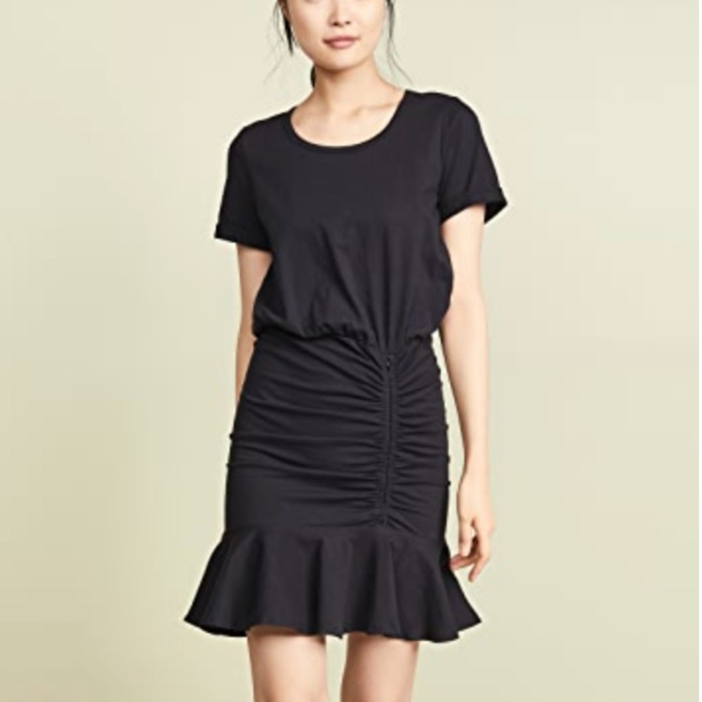 Veronica Beard Jean Pima Ruched Dress w/ Flounce, Size XS